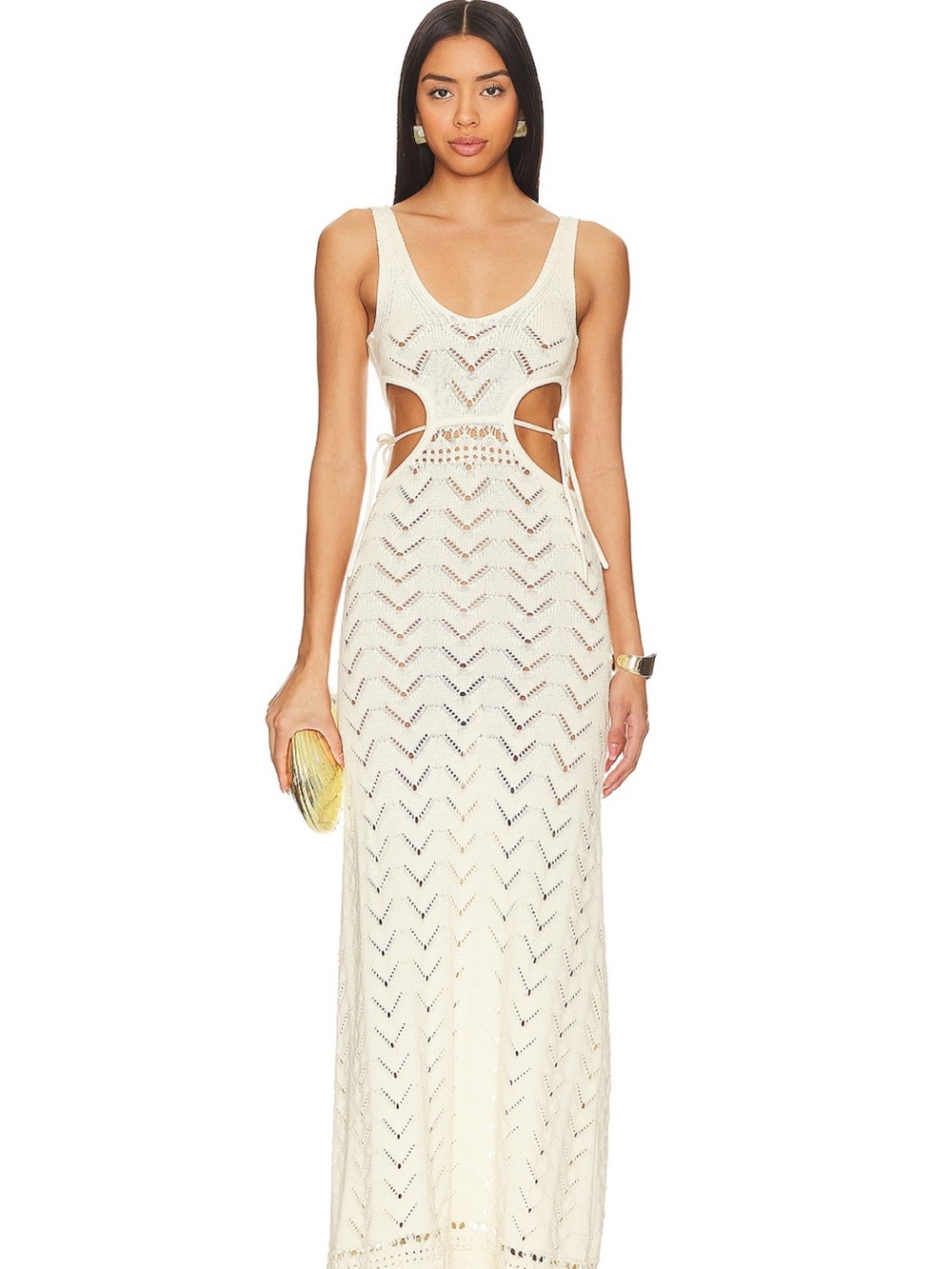Tularosa Andros Crochet Cutout Maxi Dress with Side Ties